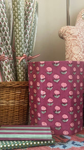 floral hand block printed waste paper bin TheCharpoy