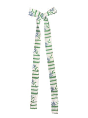 Petit Blue Flower Stripe Bow