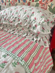 Pink Carnation Ruffled Pillow Covers