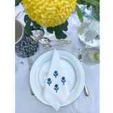 Blue Daisy Embroidered Napkins (set of four) The Charpoy