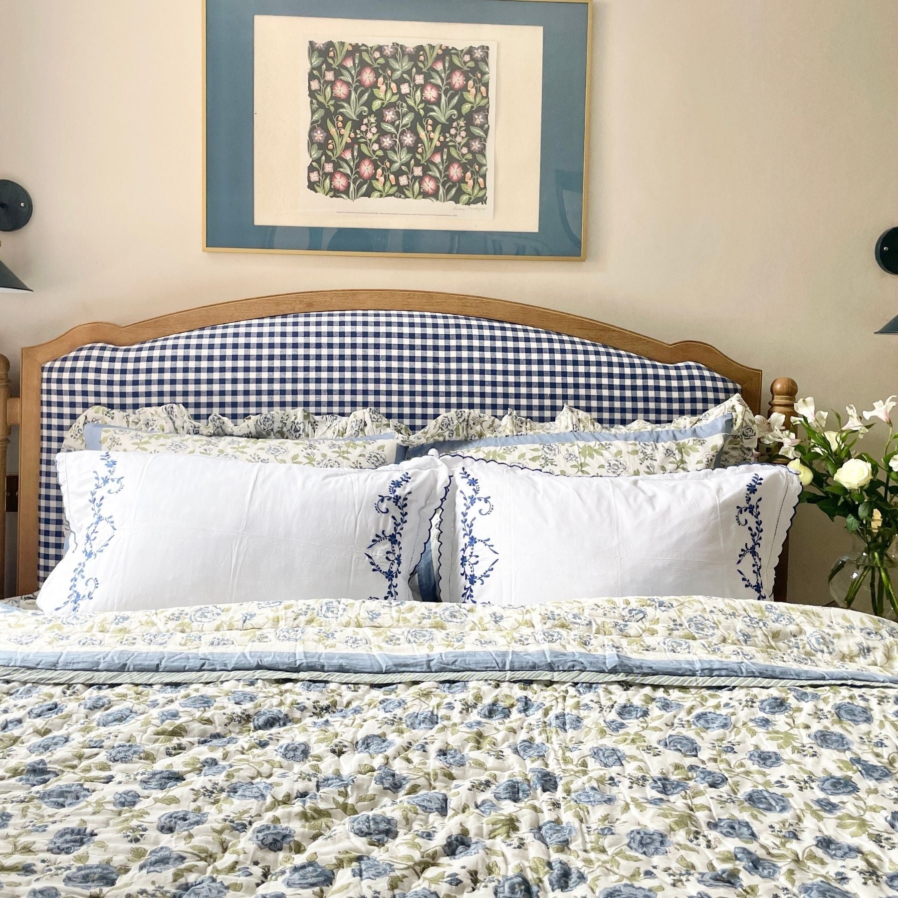 Blue Embroidered Pillow Covers The Charpoy