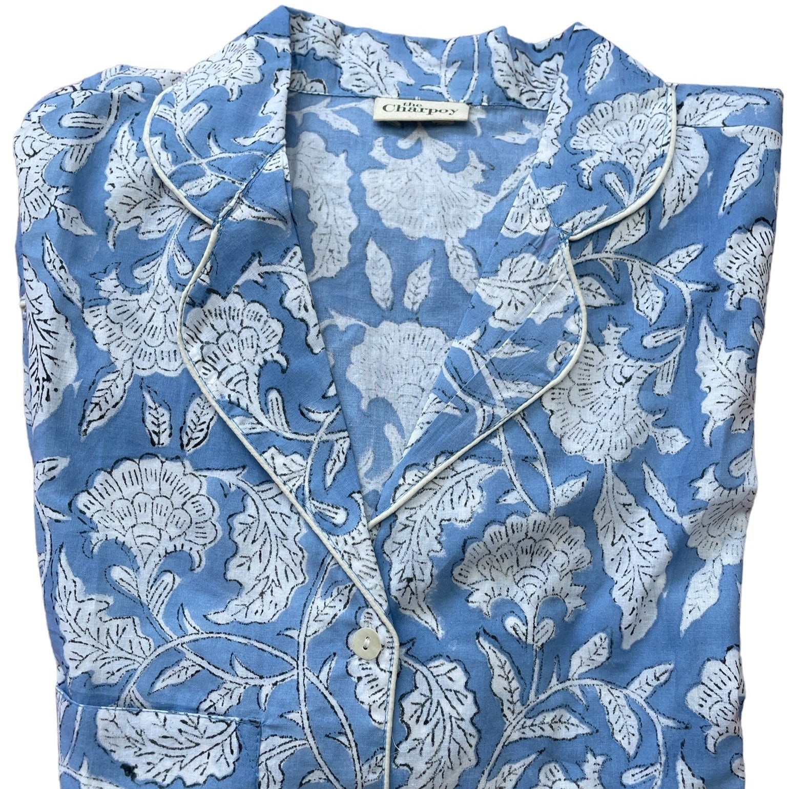 Blue Flower Cotton Pyjamas The Charpoy
