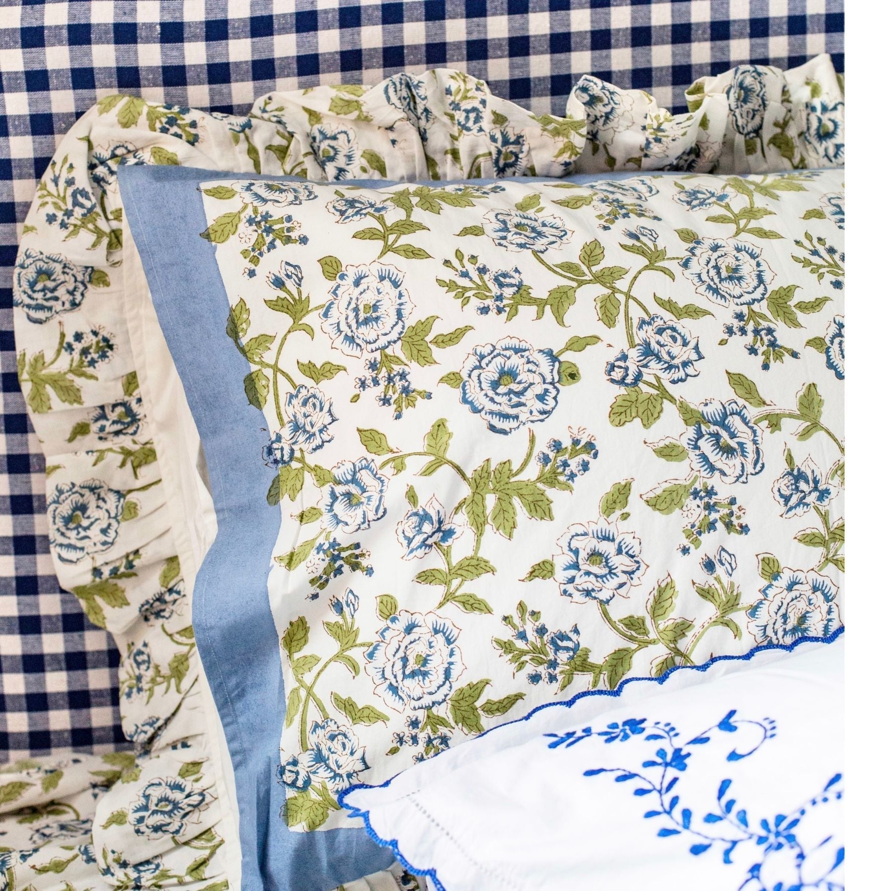Blue Rose Pillow Cover The Charpoy