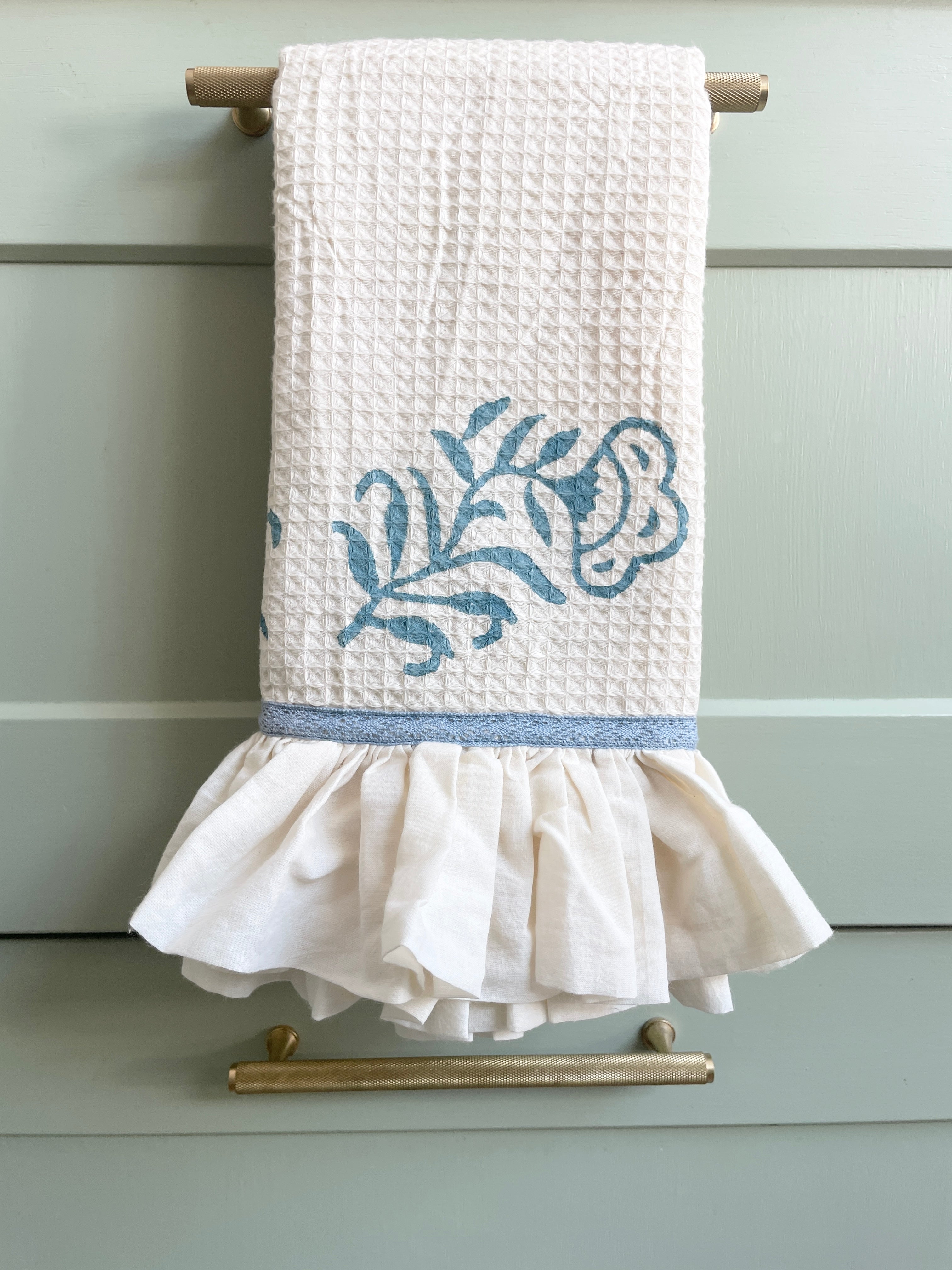 Blue Trim Organic Waffle Cotton Hand Towels The Charpoy