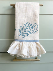 Blue Trim Organic Waffle Cotton Hand Towels The Charpoy