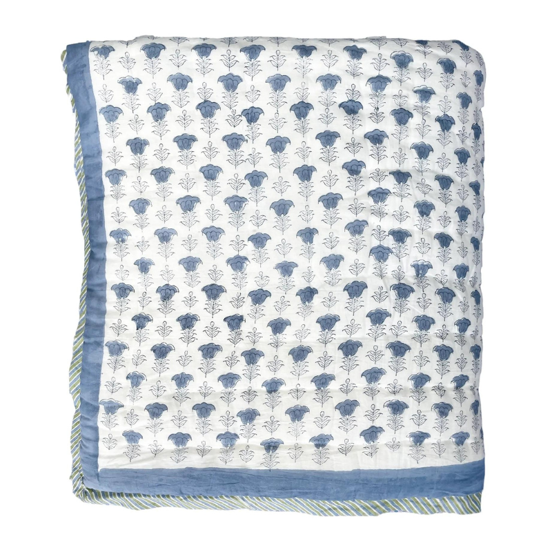 Blue Tulip Quilt/Eiderdown The Charpoy