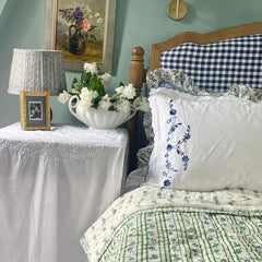 Petit Blue Daisy Garland Hand block Printed Quilt