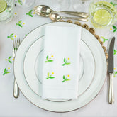 Daisy Flower Embroidered Napkins (Set Of Four) The Charpoy