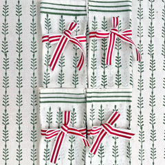 Green Leafy Stripe Napkins The Charpoy