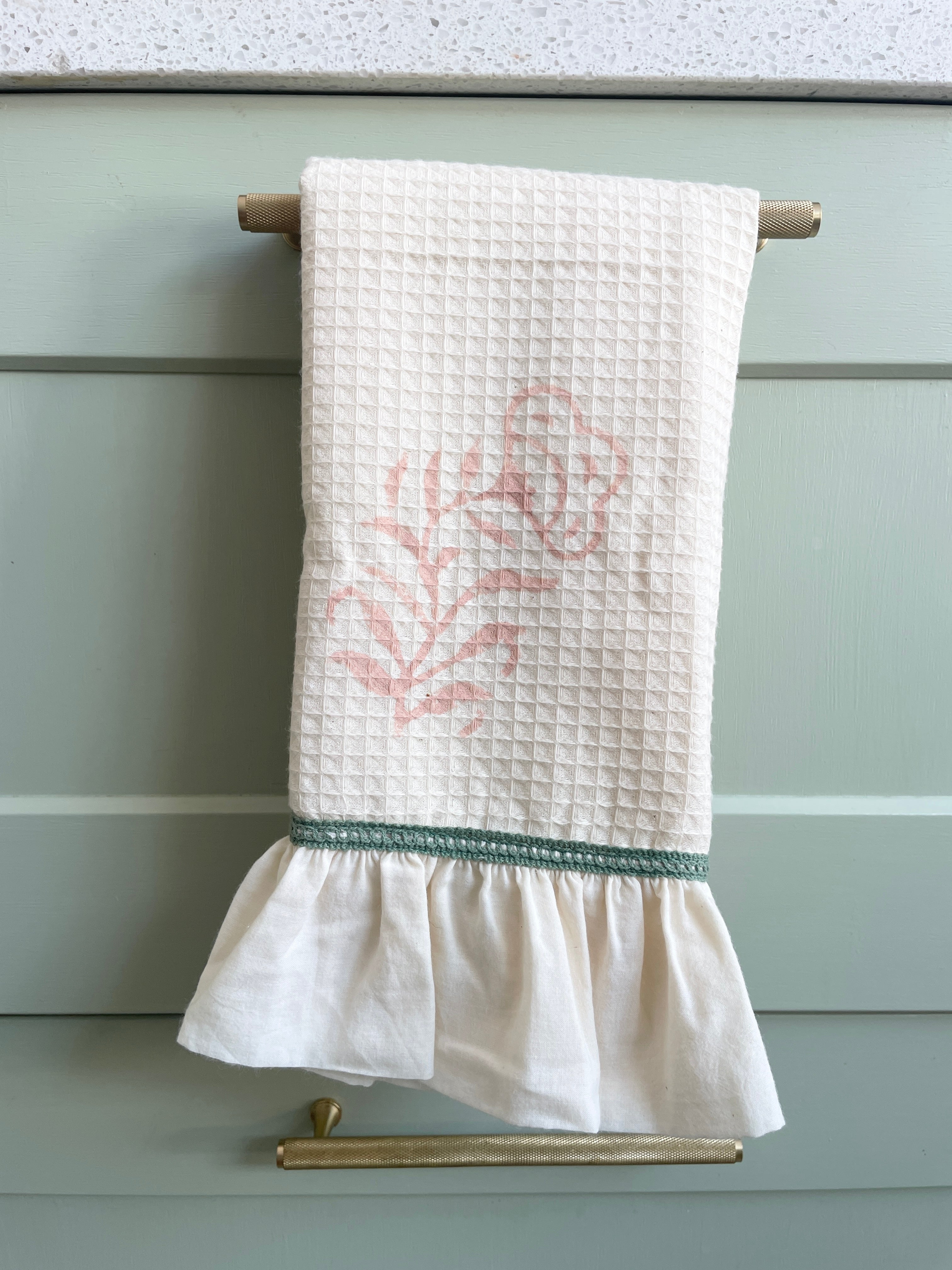 Green Trim Organic Waffle Cotton Hand Towels The Charpoy