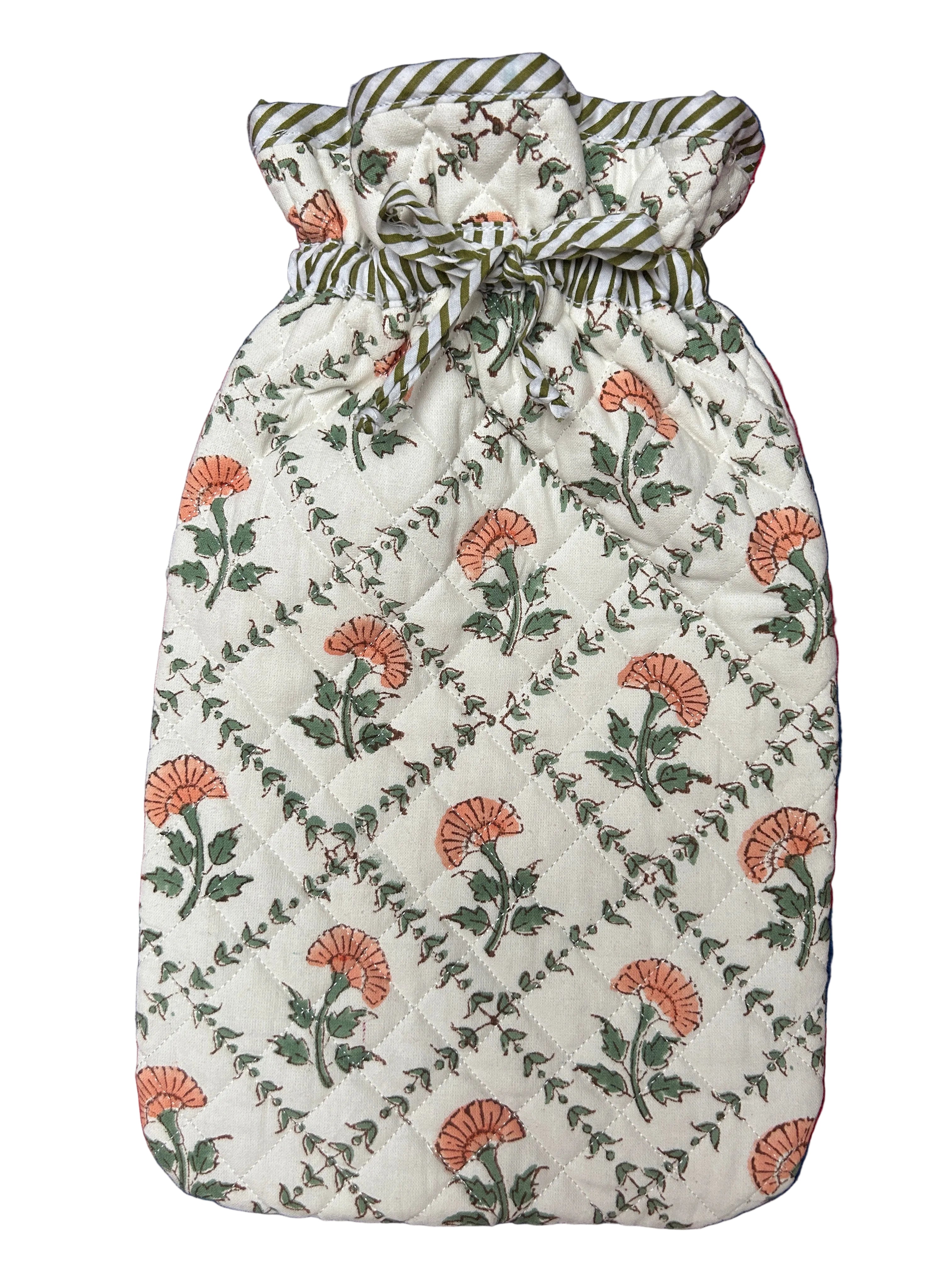 Floral patterned quilted hot water bottle The Charpoy