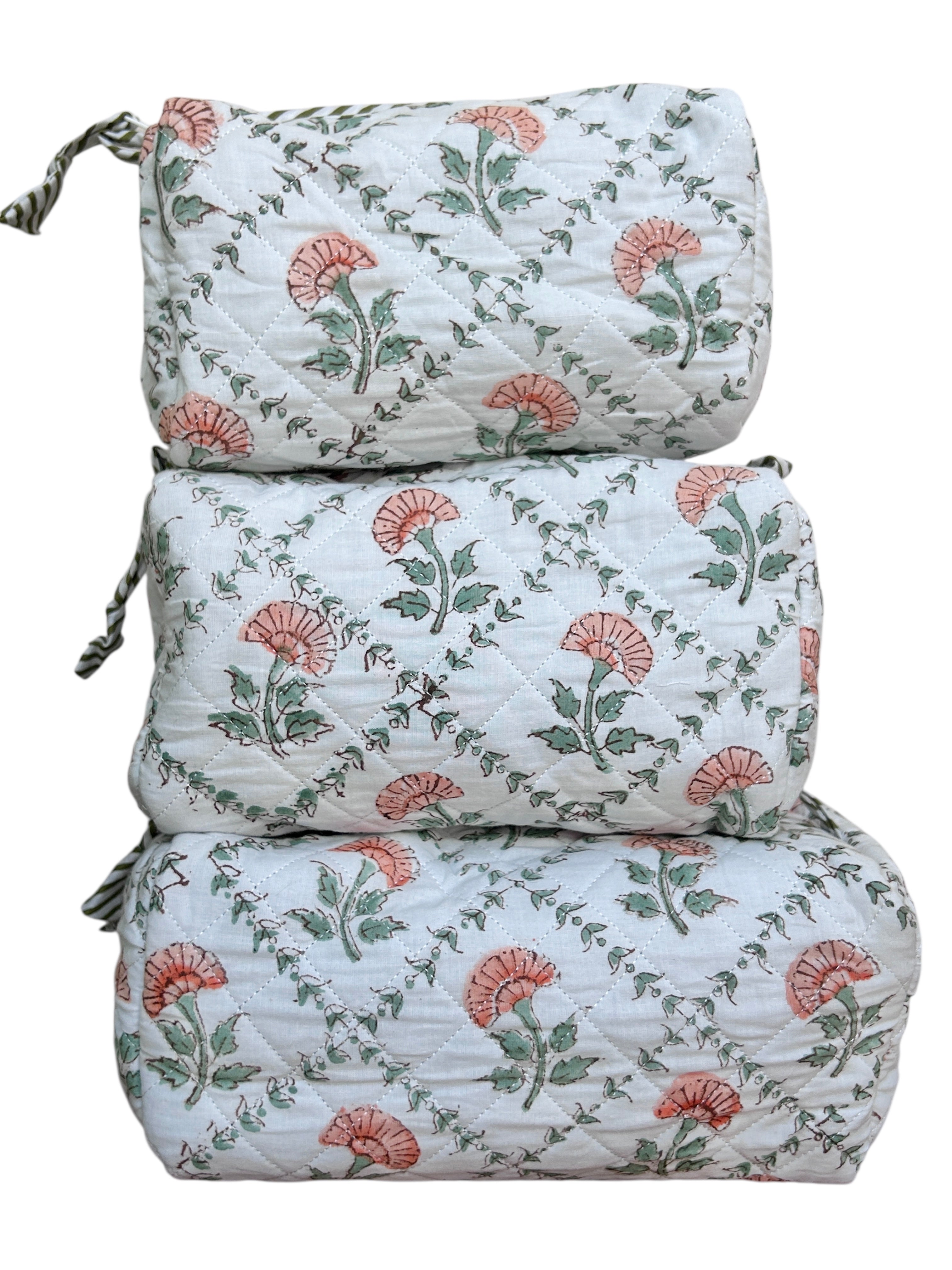 Green_Lattice_quilted_Wash_Bag The Charpoy