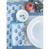 Hand Block Printed Blue Flowers Napkin The Charpoy