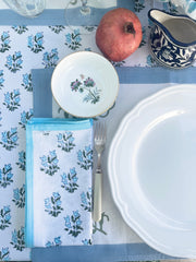Hand Block Printed Blue Flowers Napkin The Charpoy