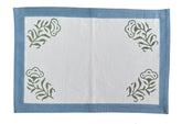 Hand Block Printed Pale Blue Border Place Mat The Charpoy