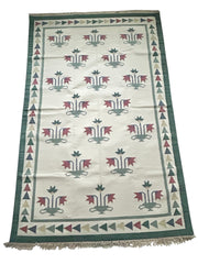 Handwoven Urn Pot Floral Dhurrie/Rug