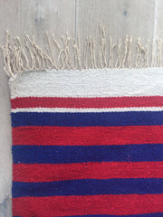 Limited Edition Red & Blue Stripe Hand Woven Dhurrie The Charpoy