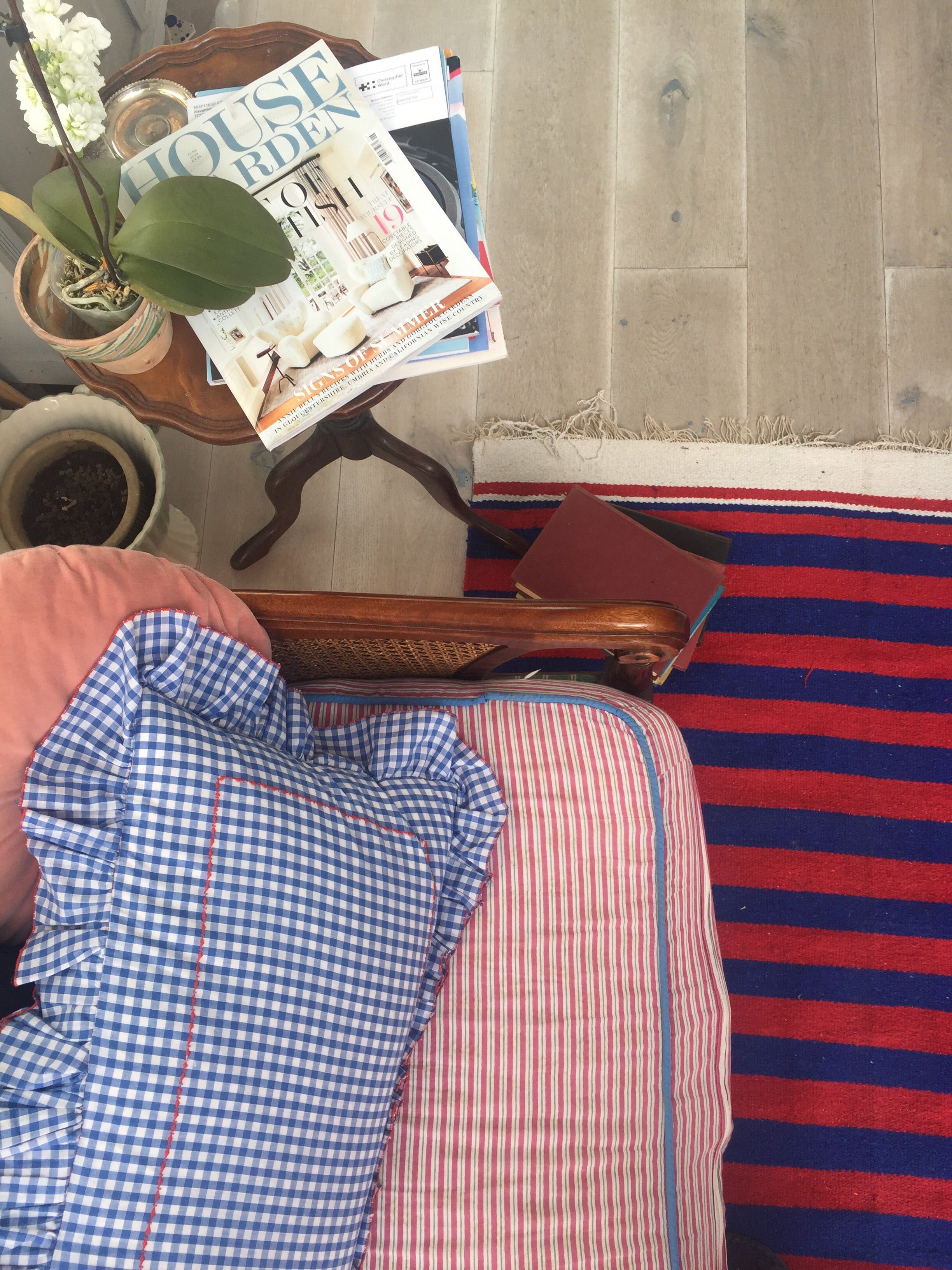 Limited Edition Red & Blue Stripe Hand Woven Dhurrie The Charpoy