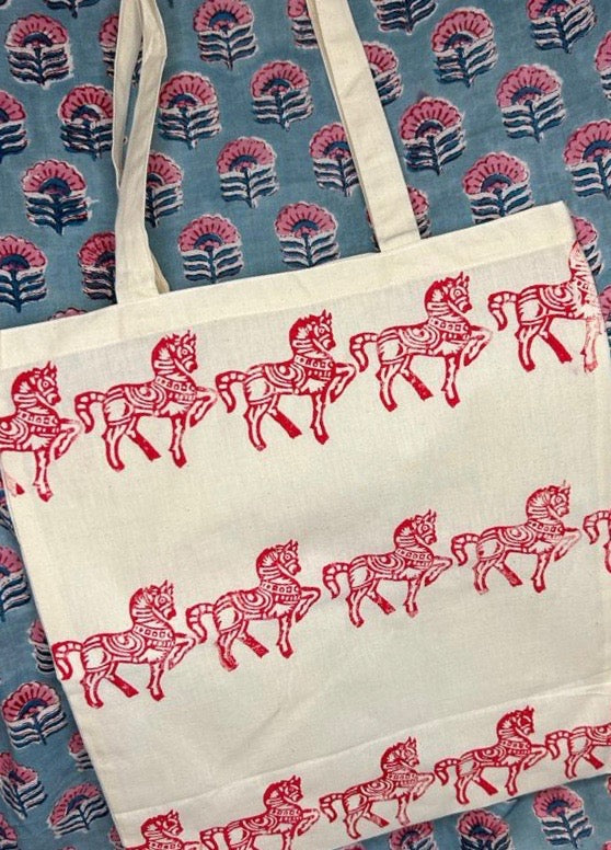 Mahawari Horse Wood Blockprinting Kit - Tote Bag The Charpoy