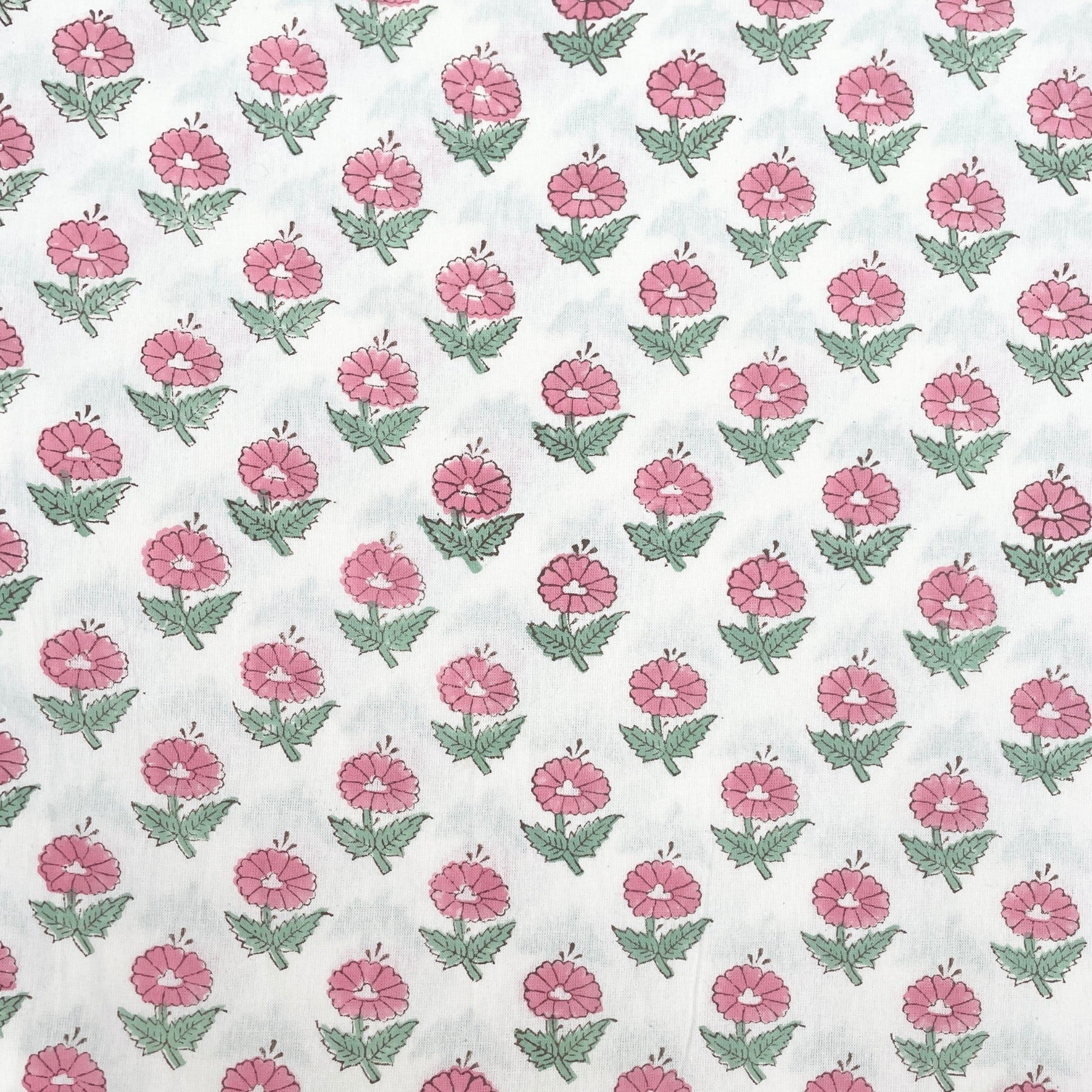 Marigold Flower Block Printed Fabric (Sold by the metre) The Charpoy