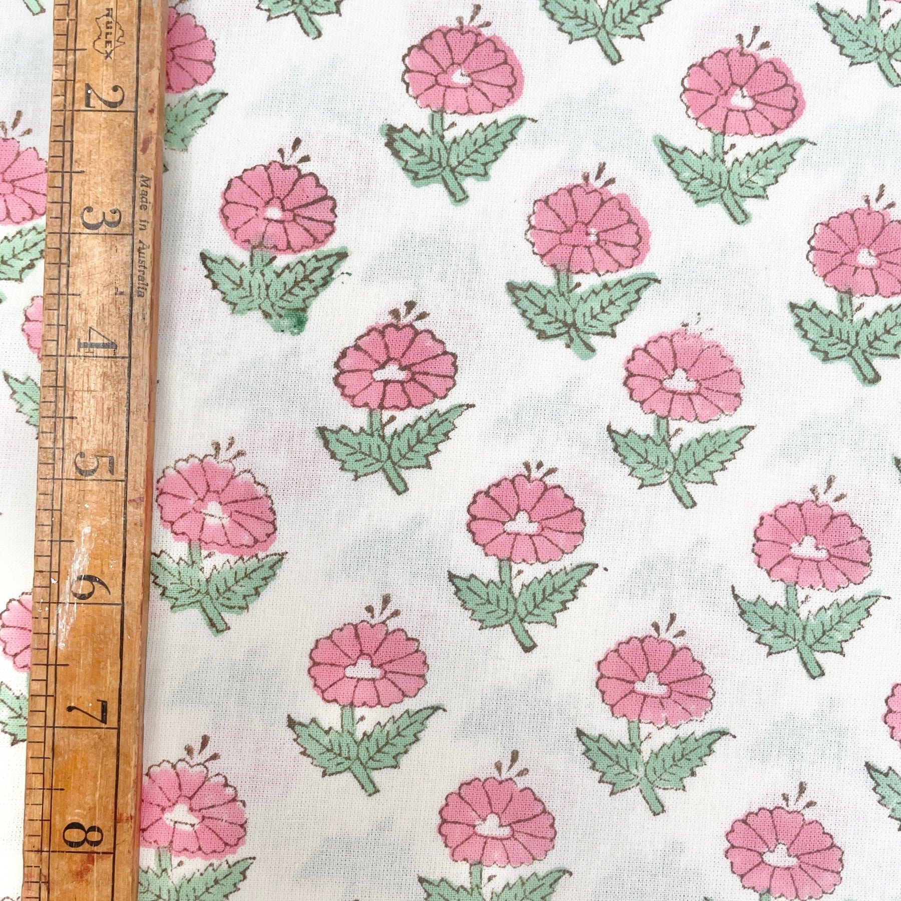 Marigold Flower Block Printed Fabric (Sold by the metre) The Charpoy