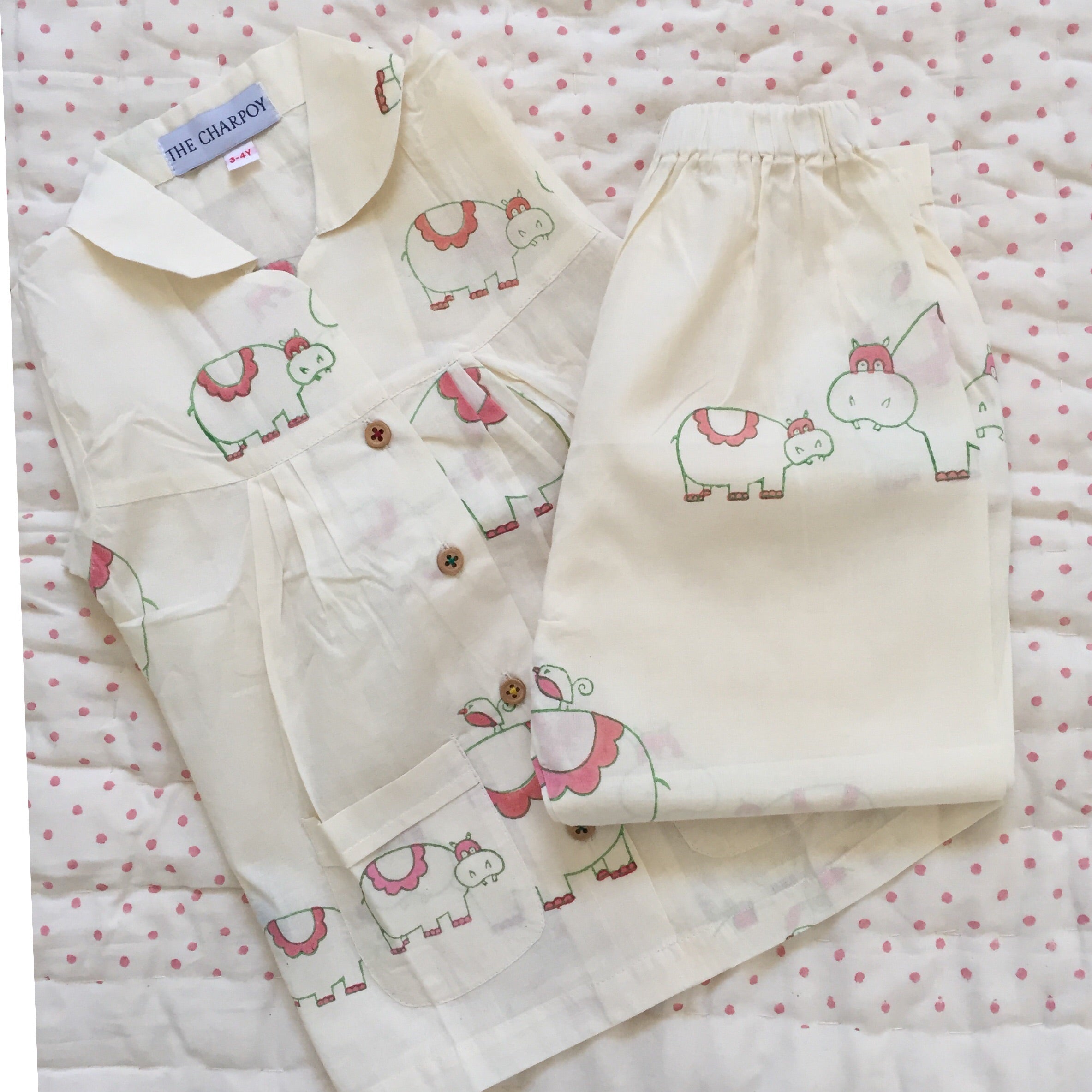 Organic Cotton Hippo Pyjamas The Charpoy