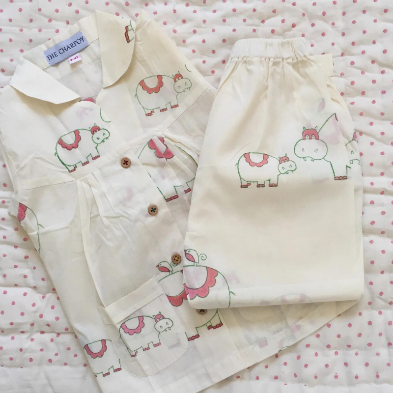 Organic Cotton Hippo Pyjamas The Charpoy