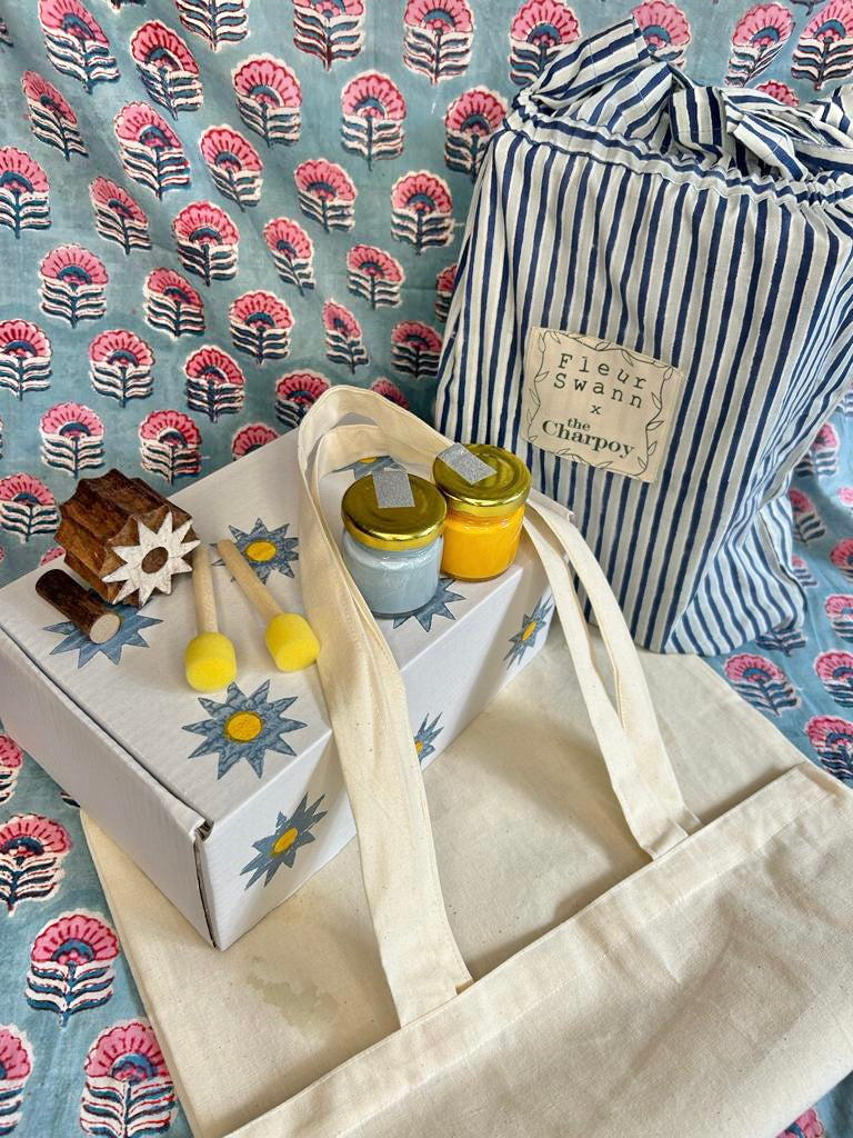 Overy Sky Star Wood Blockprinting Kit - Drawstring bag The Charpoy