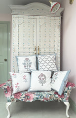 PINK FLOWER MOTIF CUSHION The Charpoy