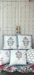 PINK FLOWER MOTIF CUSHION The Charpoy