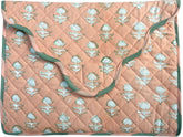 Quilted laptop cover with floral pattern on a peach background The Charpoy