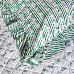 Petit Blue Flower Garland Ruffled Pillow Cover