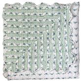 Petit Blue Flowers Scalloped Bedspread