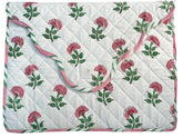 Quilted fabric with floral pattern on a white background laptop cover The Charpoy