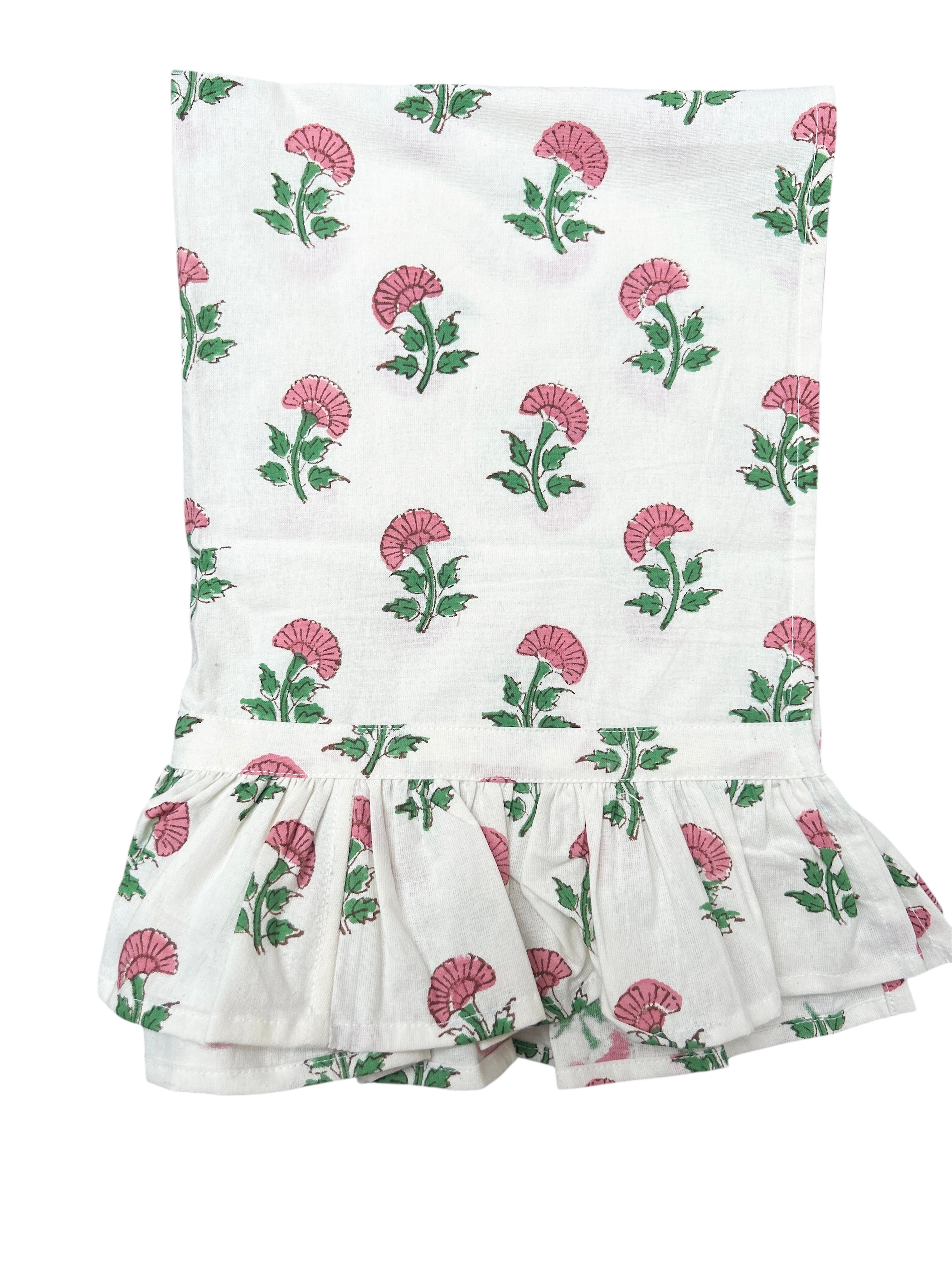 Pink Tulip flowers on a kitchen towel The Charpoy