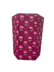 Plum Red Hand block Printed Waste Paper Bin