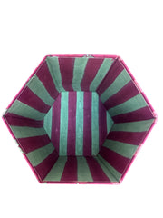 Plum Red Hand block Printed Waste Paper Bin