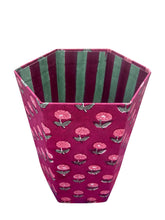 Plum Red Hand block Printed Waste Paper Bin