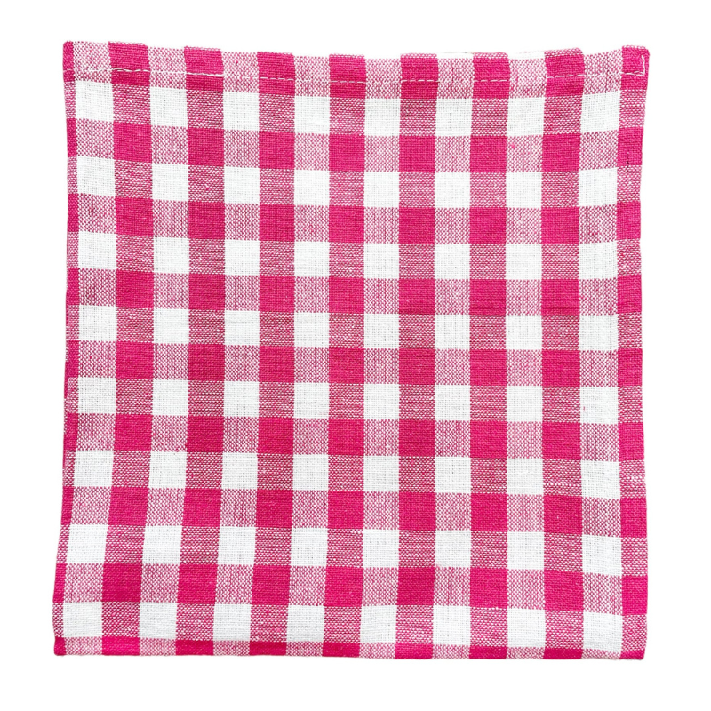 Rasberry Pink Gingham Napkins (Set of four) The Charpoy