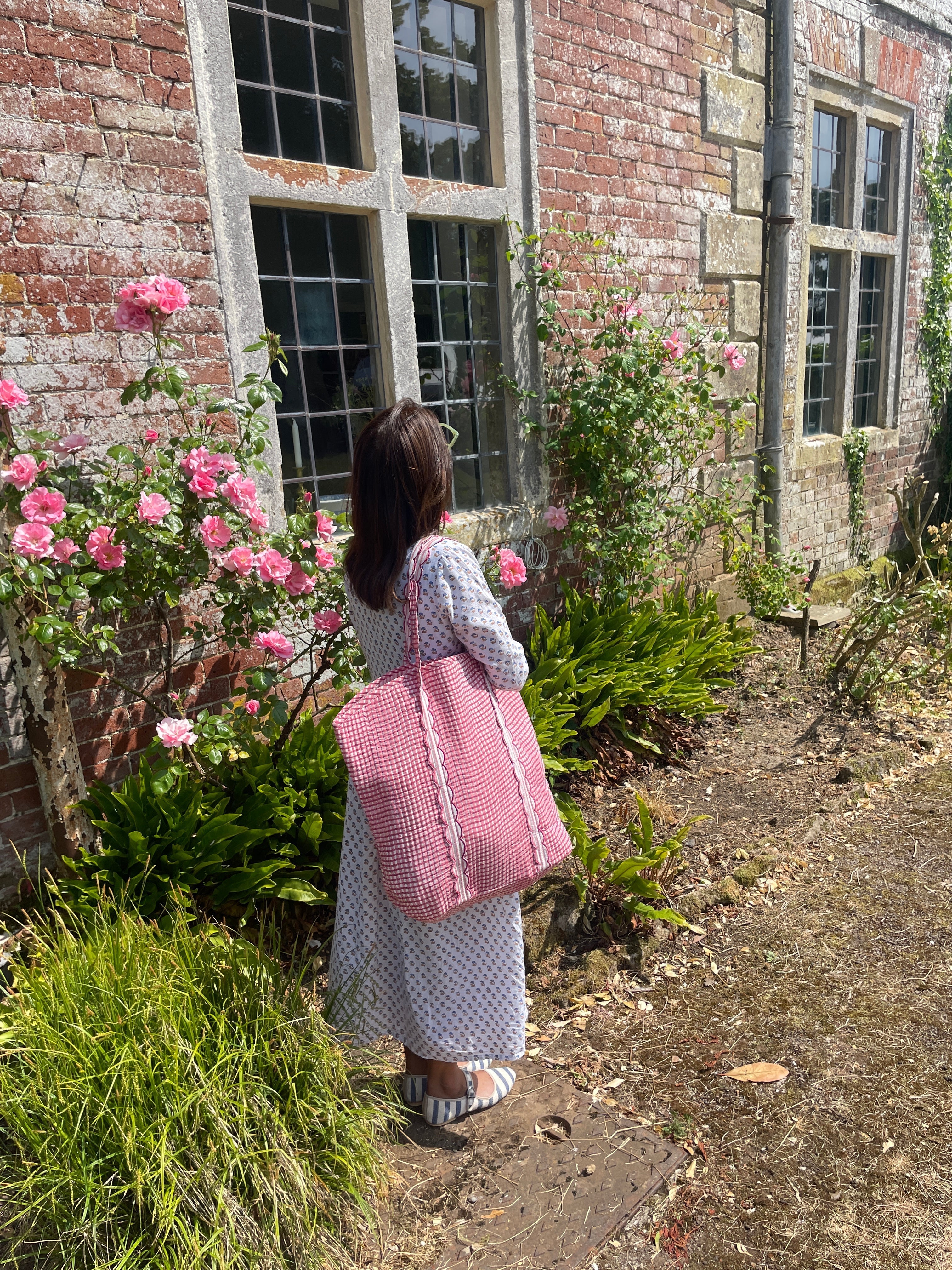 Red Checkered/Gingham Tote Bag The Charpoy