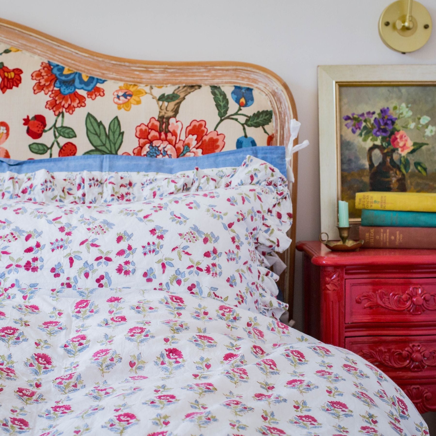 Red Flowers Pillow Cover The Charpoy