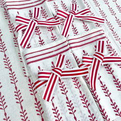 Red Leafy Stripe Napkins The Charpoy