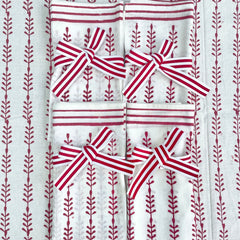 Red Leafy Stripe Napkins The Charpoy