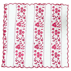 Red Floral Stripe Napkins (Set of Four)