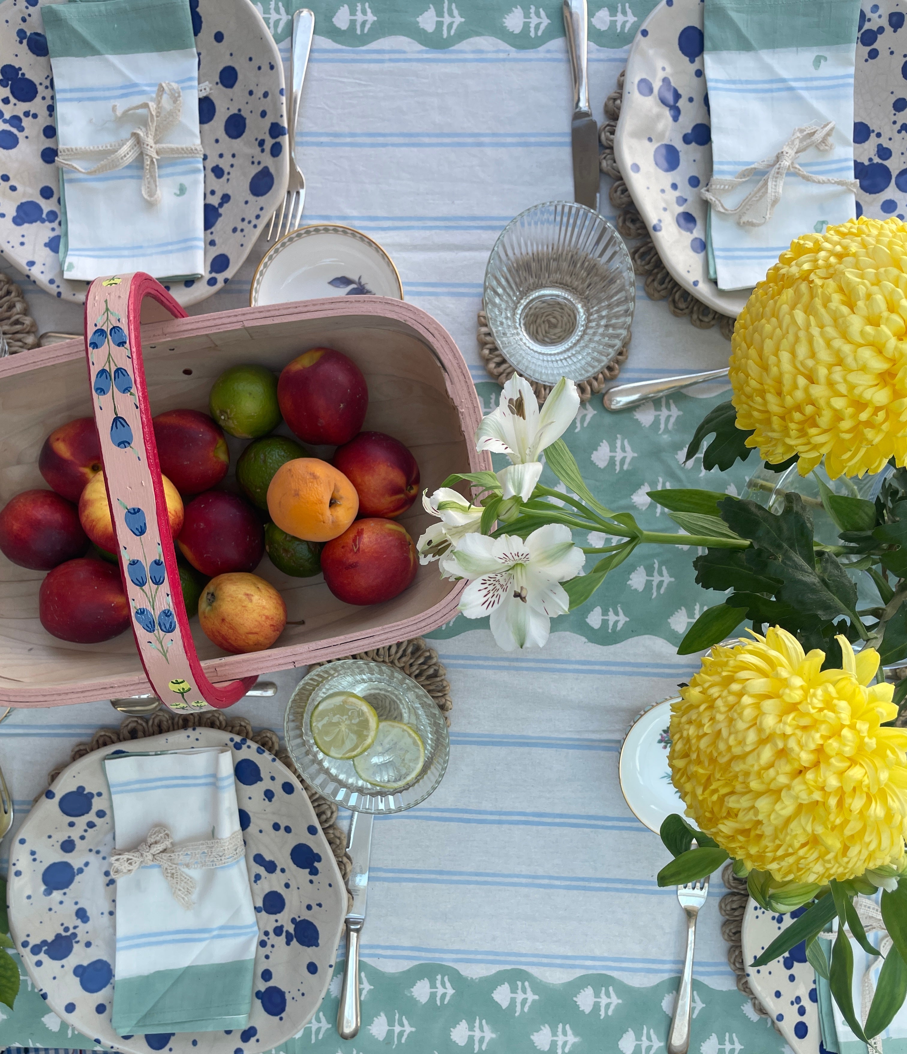 Scalloped Stripe Table Cloth The Charpoy