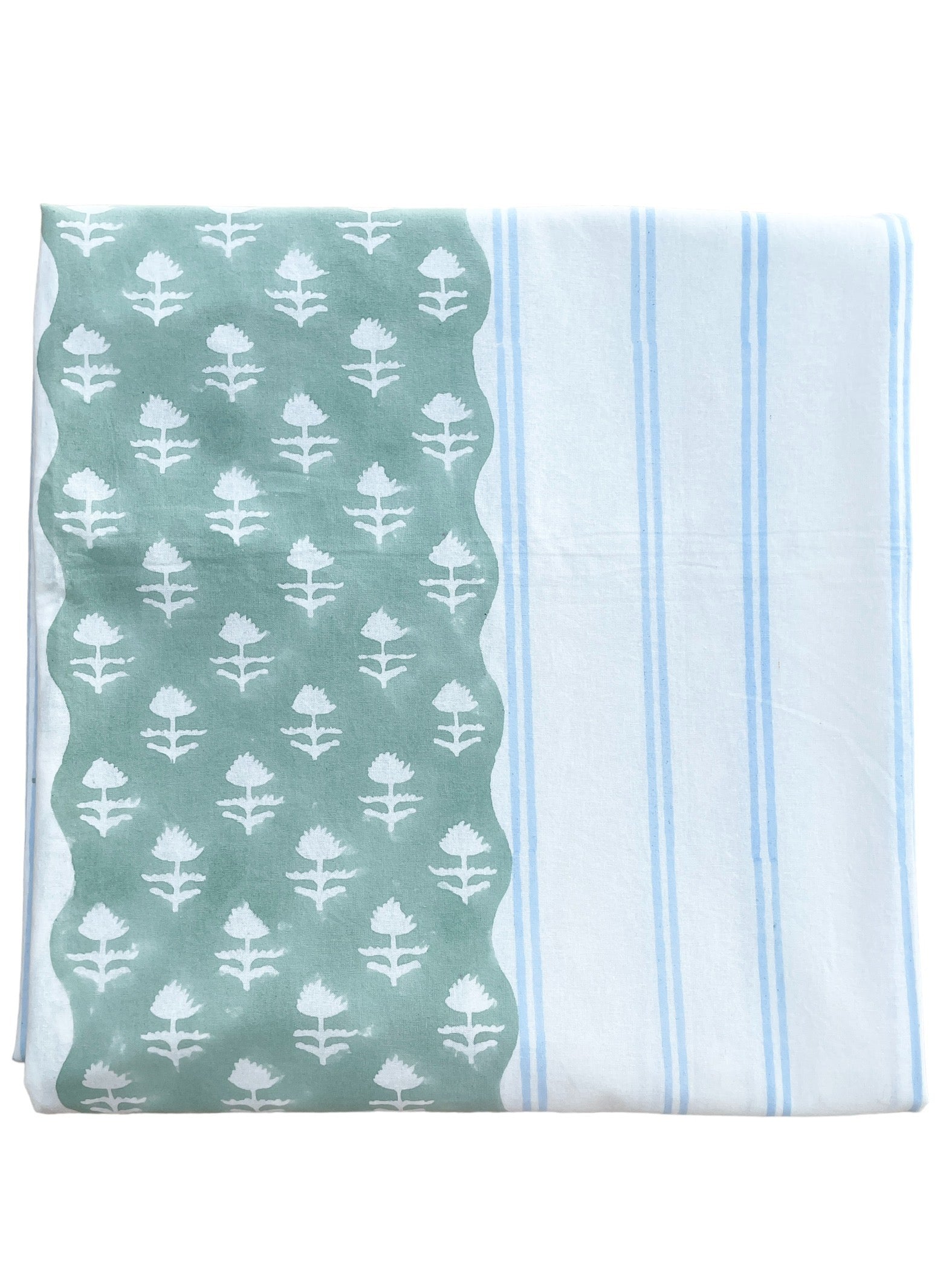 Scalloped Stripe Table Cloth The Charpoy