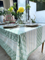 Scalloped Stripe Table Cloth The Charpoy