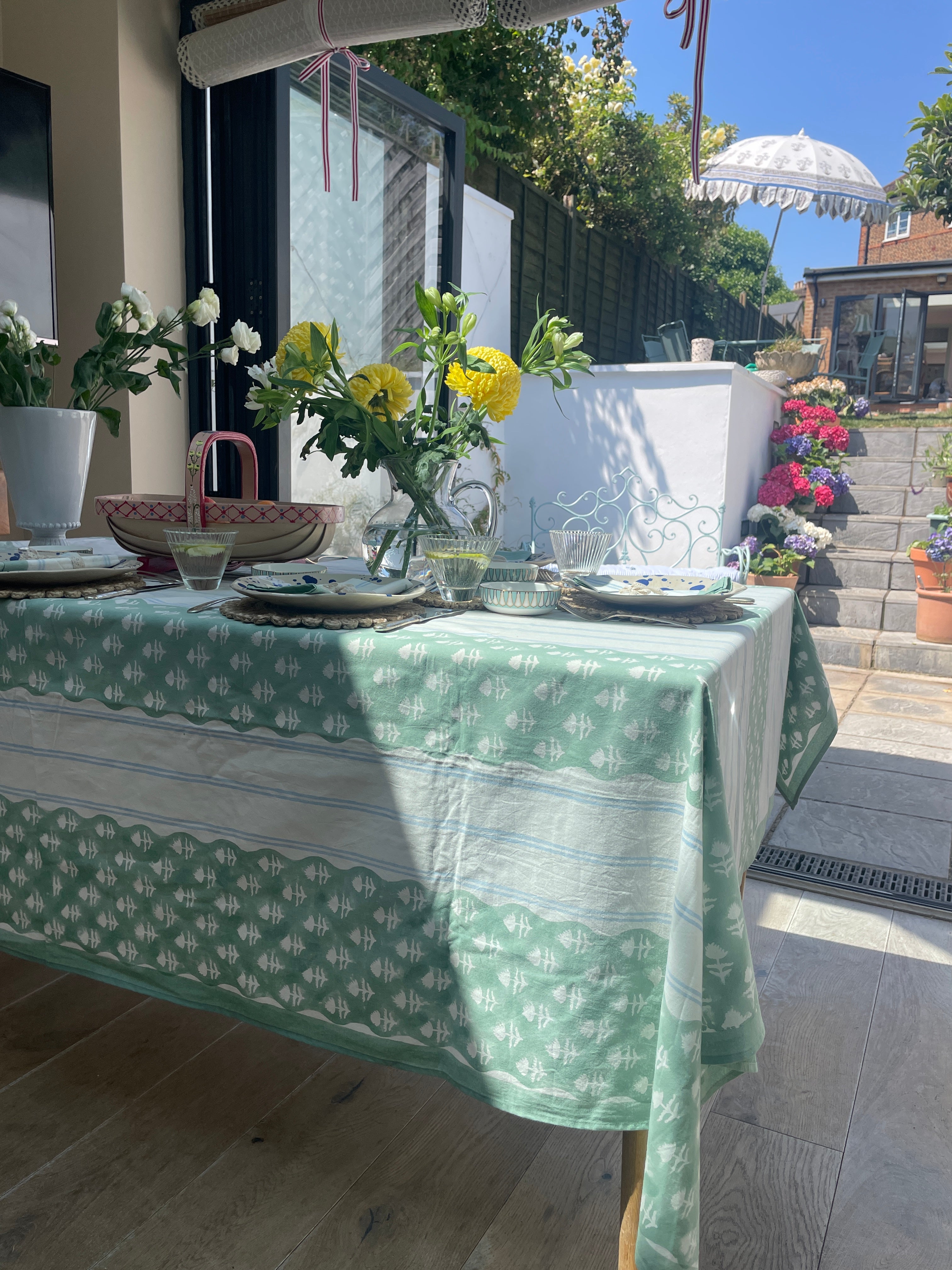 Scalloped Stripe Table Cloth The Charpoy