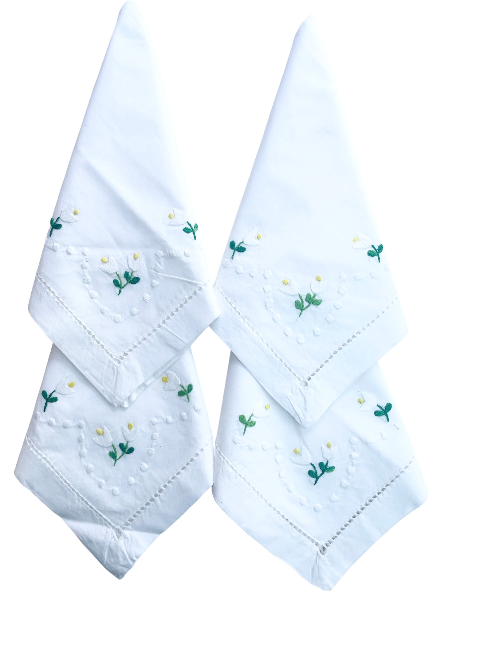 Tulip Flower Embroidered Napkins (Set Of Four) The Charpoy