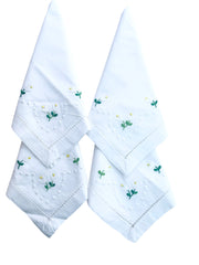 Tulip Flower Embroidered Napkins (Set Of Four) The Charpoy